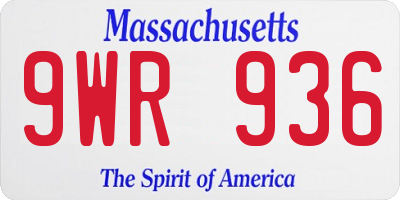 MA license plate 9WR936