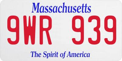 MA license plate 9WR939