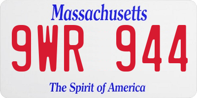 MA license plate 9WR944