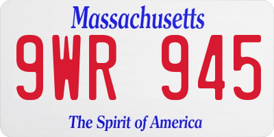 MA license plate 9WR945