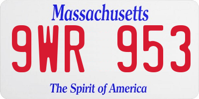 MA license plate 9WR953