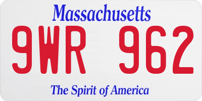 MA license plate 9WR962