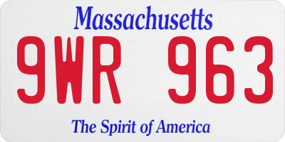 MA license plate 9WR963