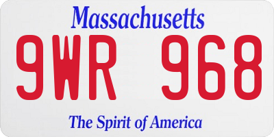 MA license plate 9WR968
