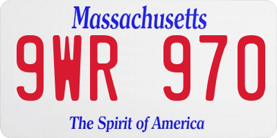 MA license plate 9WR970