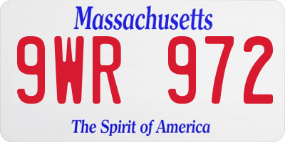 MA license plate 9WR972