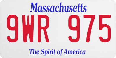 MA license plate 9WR975