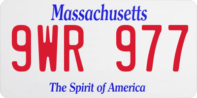 MA license plate 9WR977