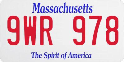 MA license plate 9WR978