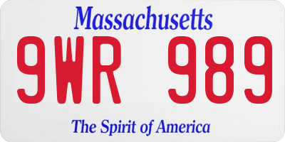 MA license plate 9WR989