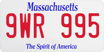 MA license plate 9WR995