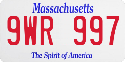 MA license plate 9WR997
