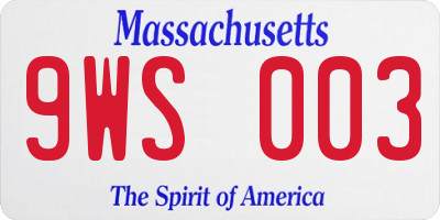 MA license plate 9WS003