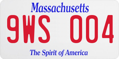MA license plate 9WS004