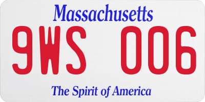 MA license plate 9WS006