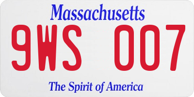 MA license plate 9WS007