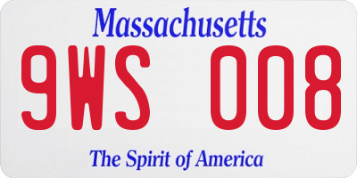 MA license plate 9WS008