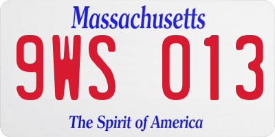 MA license plate 9WS013