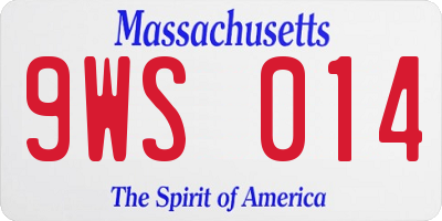 MA license plate 9WS014