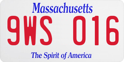 MA license plate 9WS016