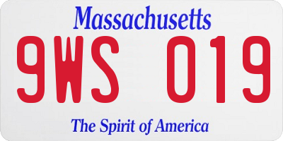 MA license plate 9WS019