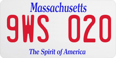 MA license plate 9WS020