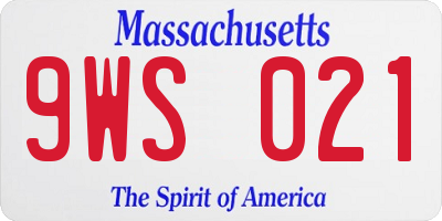 MA license plate 9WS021