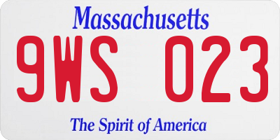 MA license plate 9WS023