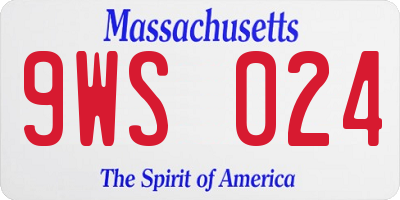 MA license plate 9WS024