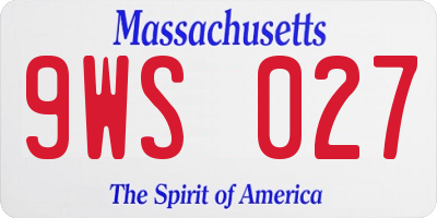 MA license plate 9WS027