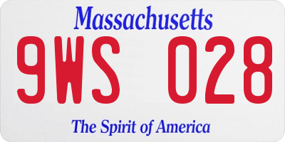 MA license plate 9WS028