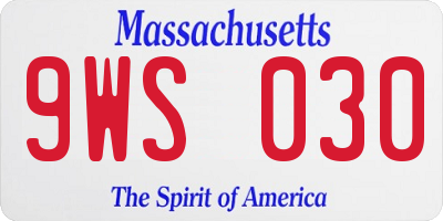 MA license plate 9WS030