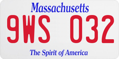 MA license plate 9WS032