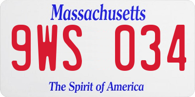 MA license plate 9WS034