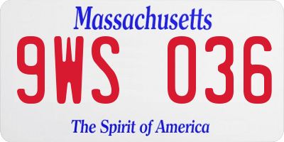 MA license plate 9WS036