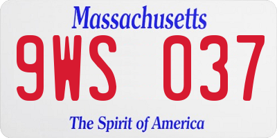 MA license plate 9WS037