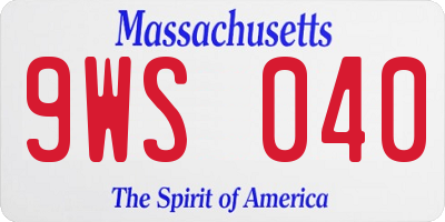 MA license plate 9WS040