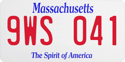 MA license plate 9WS041