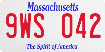 MA license plate 9WS042