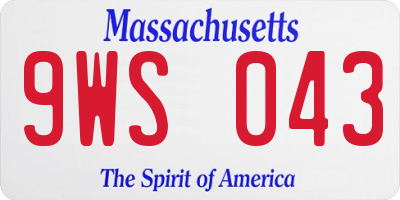 MA license plate 9WS043