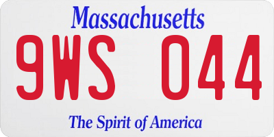 MA license plate 9WS044