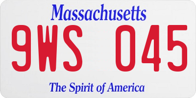 MA license plate 9WS045