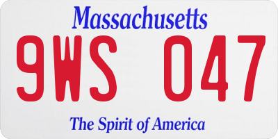 MA license plate 9WS047