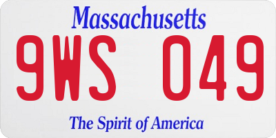 MA license plate 9WS049