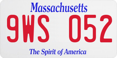 MA license plate 9WS052