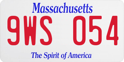 MA license plate 9WS054