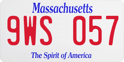 MA license plate 9WS057
