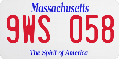 MA license plate 9WS058