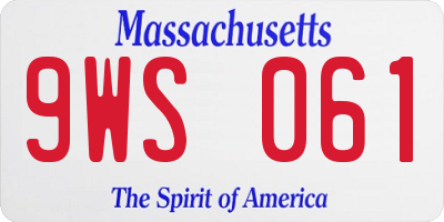 MA license plate 9WS061