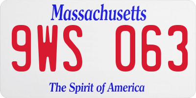 MA license plate 9WS063